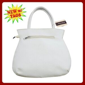 Mellow World White Pebble Faux Leather Satchel HB4210 Top‎ Handle Bag